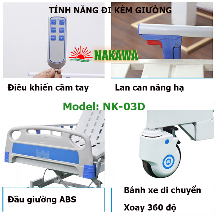 Phụ kiện giường Giường Y Tế Điện 3 Chức Năng NK-03D