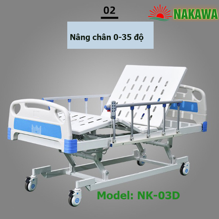 Tính năng nâng chân Giường Y Tế Điện 3 Chức Năng NK-03D