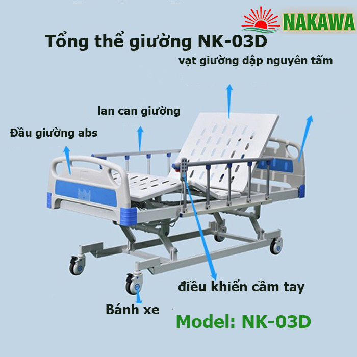 Giường Y Tế Điện 3 Chức Năng NK-03D Tổng thể