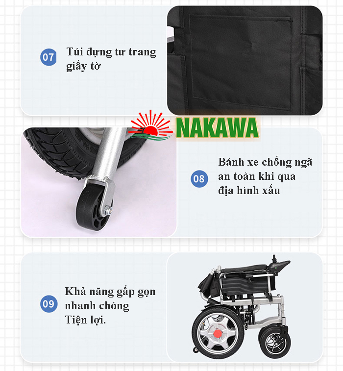 túi đựng giấy tờ Xe lăn điện thông minh Nakawa NK-L02