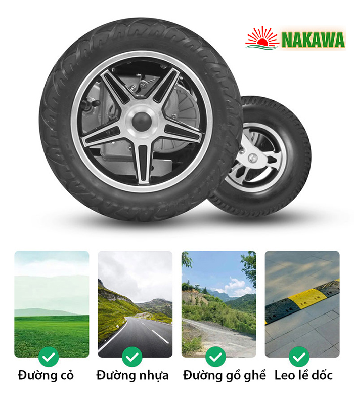 Xe lăn điện thông minh gấp gọn Nakawa NK-L03 di chuyển qua nhiều đị hình