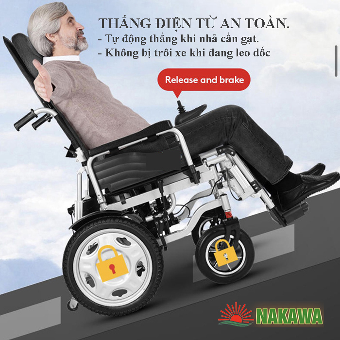 thắng ddienj từ Xe lăn điện thông minh gấp gọn Nakawa NK-L03