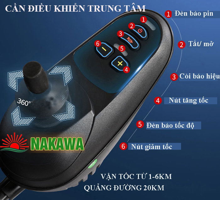 cần điều khiển Xe lăn điện thông minh gấp gọn Nakawa NK-L03
