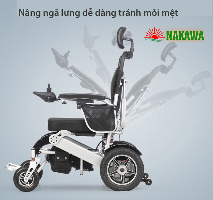 Xe lăn điện siêu nhẹ Nakawa NK-L04 nâng ngã lưng thoải mái