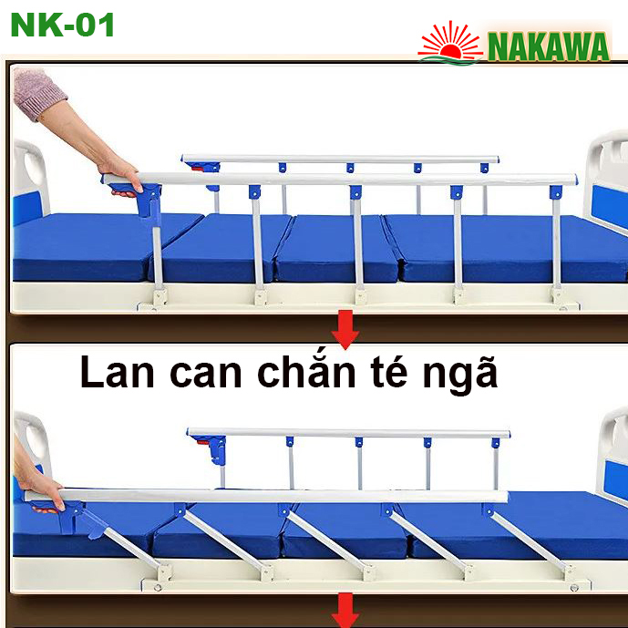 Giường y tế 1 tay quay NAKAWA tùy chỉnh lan can