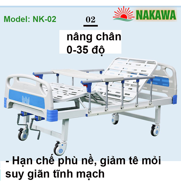 Góc nghiêng - Giường bệnh nhân 2 tay quay NAKAWA