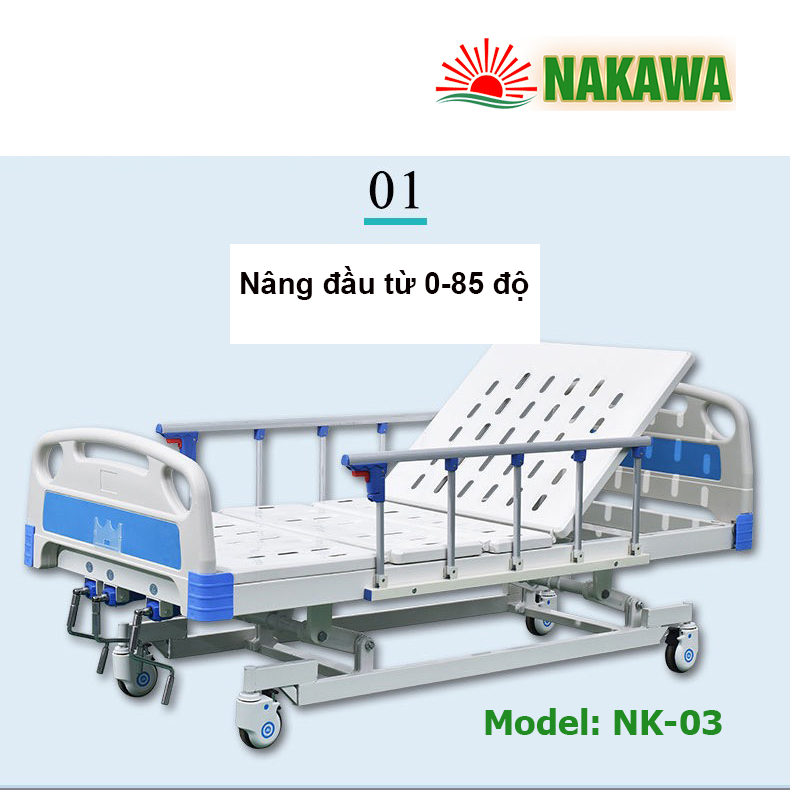 Giường Y Tế 3 Tay Quay NAKAWA NK-03 nâng đầu