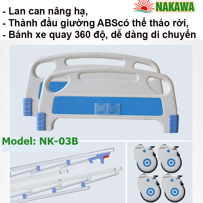 Giường Y Tế 3 Tay Quay NAKAWA NK-03 phụ kiện